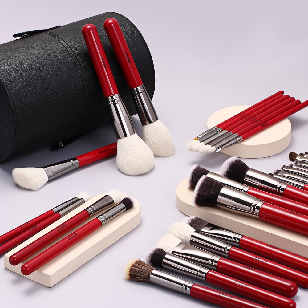 BEILI Red Glossy makeup brush sets